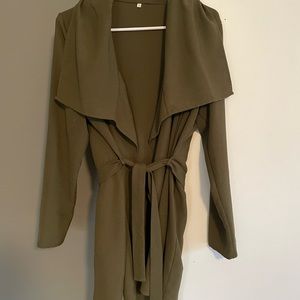 Green duster with tie